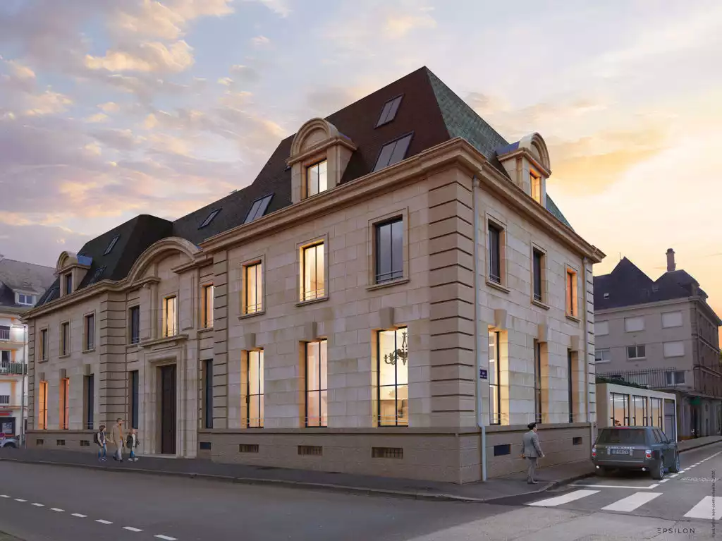 illustration 3D d'un bâtiment en pierres réhabilité