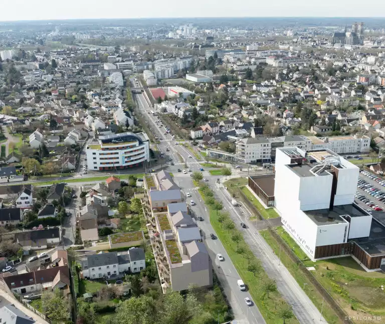 vue en axonométrie de l'insertion d'un futur bâtiment