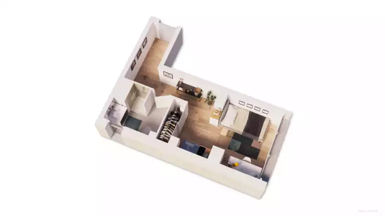 vue en 3d d'un plan d'appartement