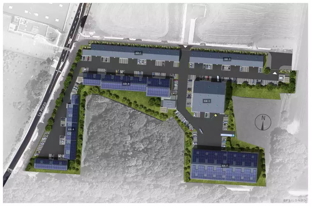 vu en plan de futurs locaux commerciaux à construire
