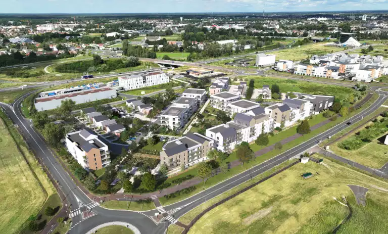 vue aérienne d'un futur quartier