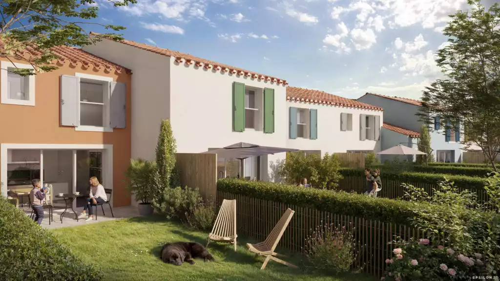 Perspective 3D réalisée par Epsilon 3D présentant un programme immobilier situé à la Chaume en Vendée