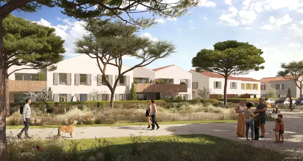 Perspective 3D réalisée par Epsilon 3D présentant un programme immobilier situé à la Chaume en Vendée