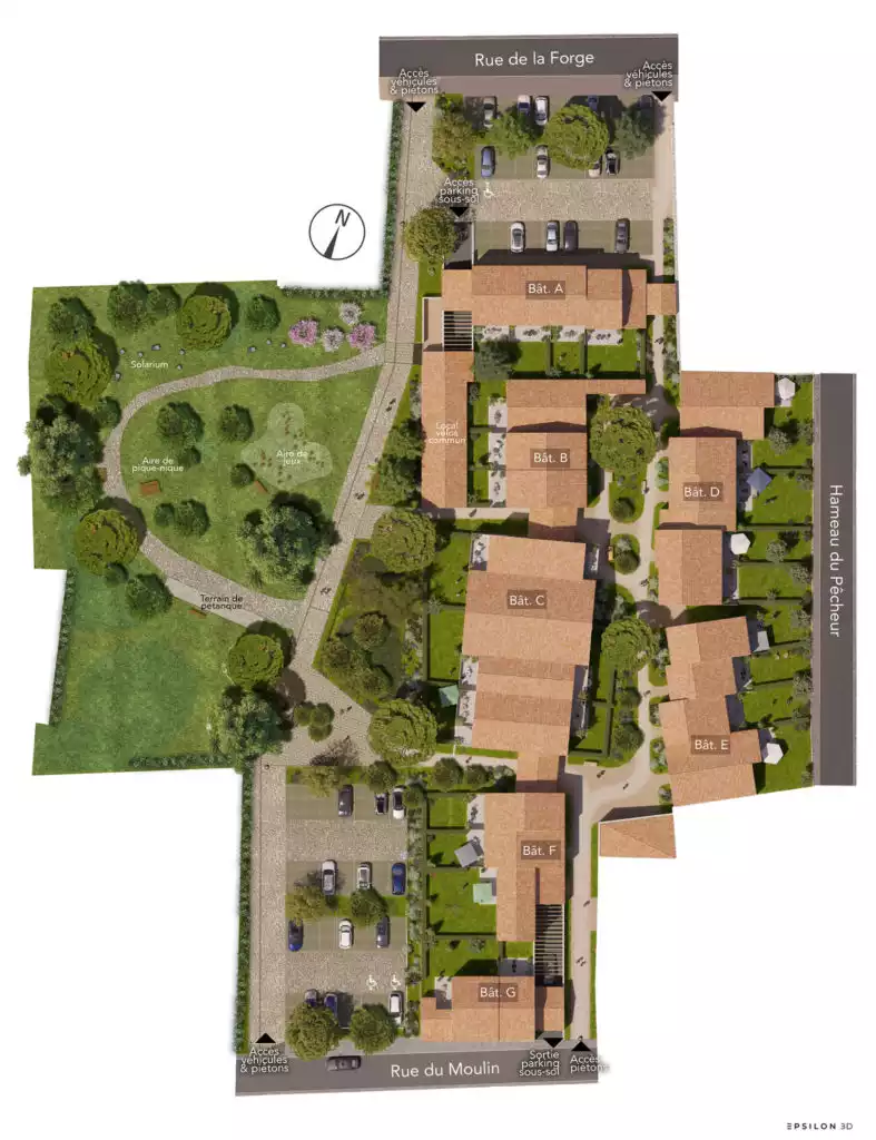 image 3D d'un plan de masse d'un projet immobilier