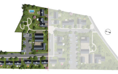 plan d'illustration d'un futur ensemble de maisons et collectifs