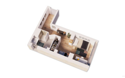vue en 3d d'un plan d'appartement
