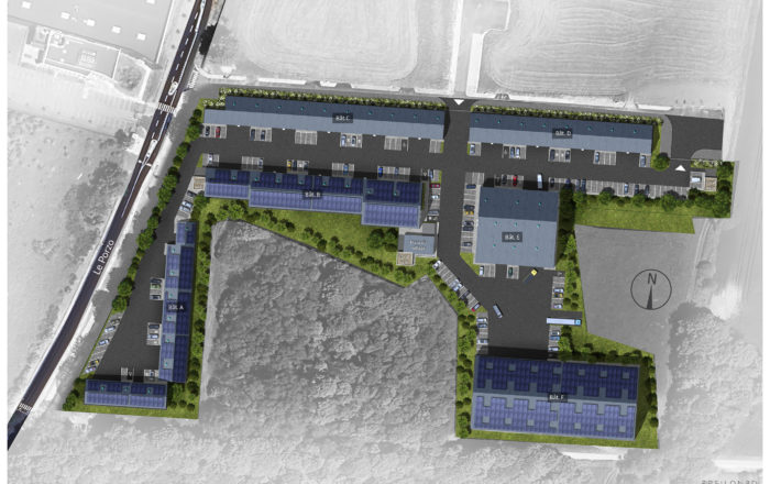 vu en plan de futurs locaux commerciaux à construire