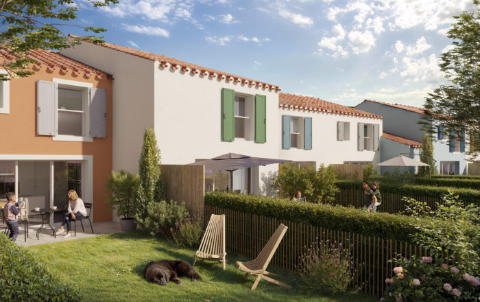 Perspective 3D réalisée par Epsilon 3D présentant un programme immobilier situé à la Chaume en Vendée