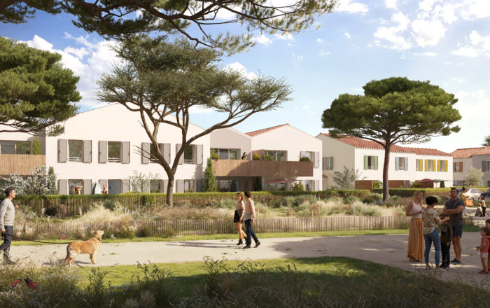Perspective 3D réalisée par Epsilon 3D présentant un programme immobilier situé à la Chaume en Vendée