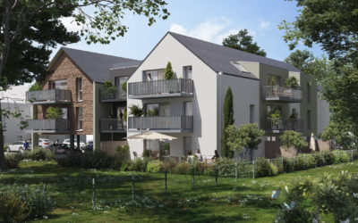 Une perspective extérieure mettant en avant l'architecture moderne des bâtiments et leur cadre paysager agréable.